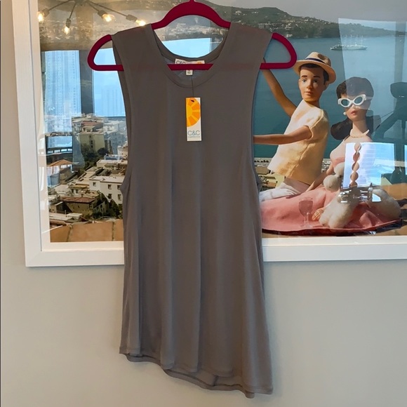 💕HP💕C&C California Assymetrical hem muscle tank grey - Picture 5 of 16